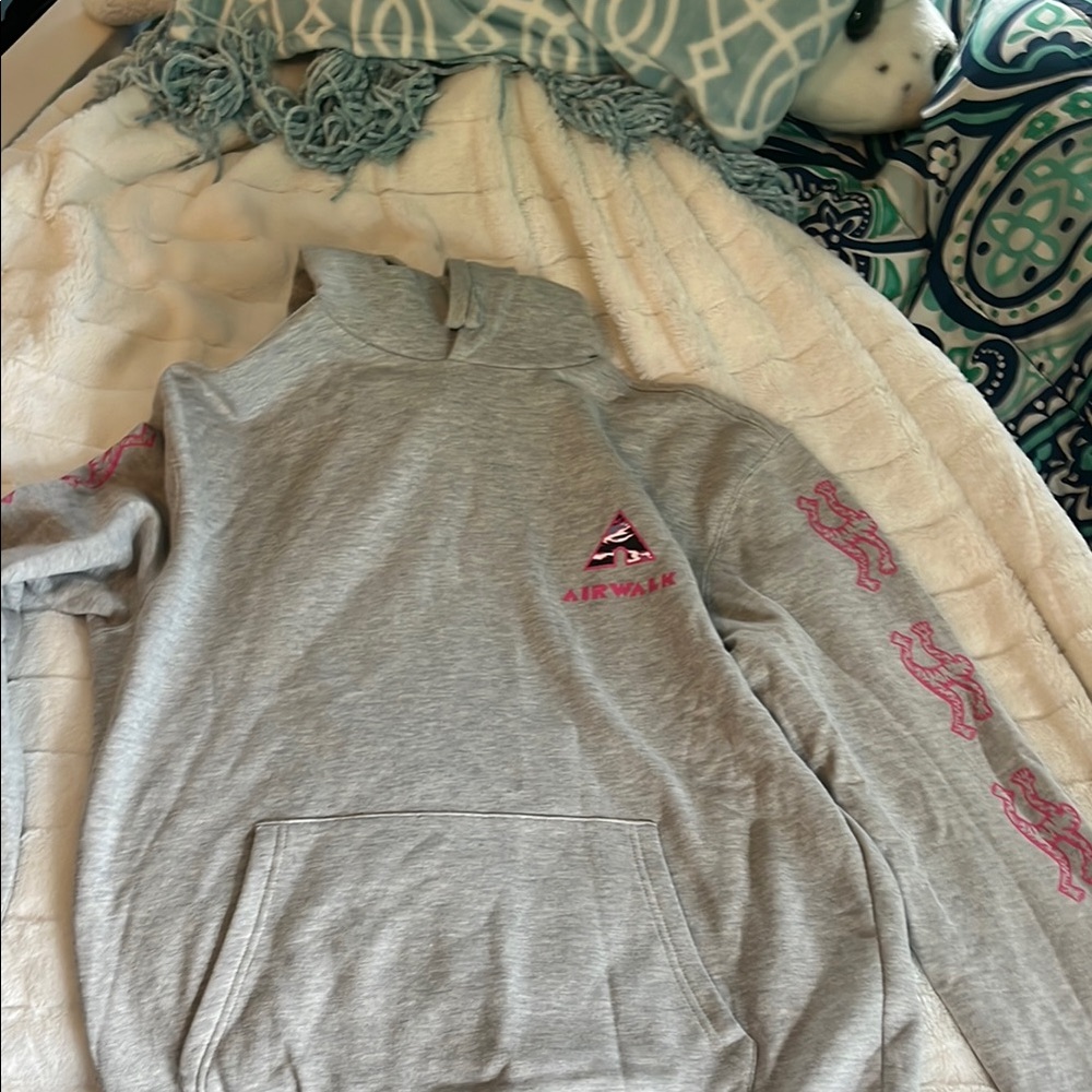 Airwalk Heather Gray Hoodie with Pink Designs